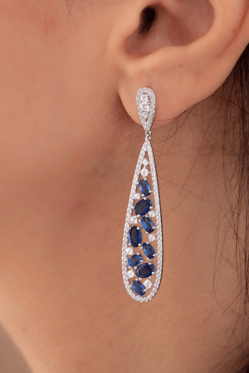 Zircon Oval Navy (02) Earring