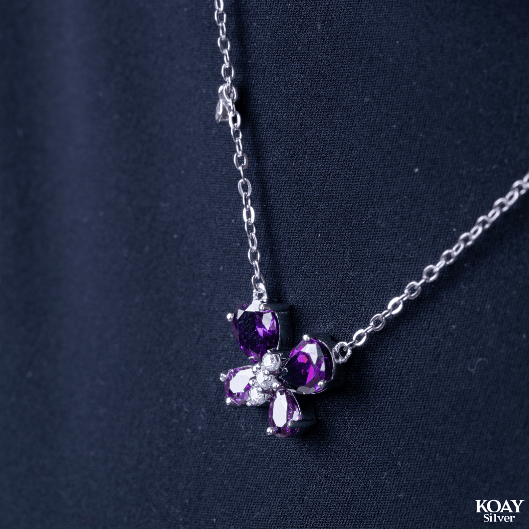 Zircon Butterfly Purple Necklace