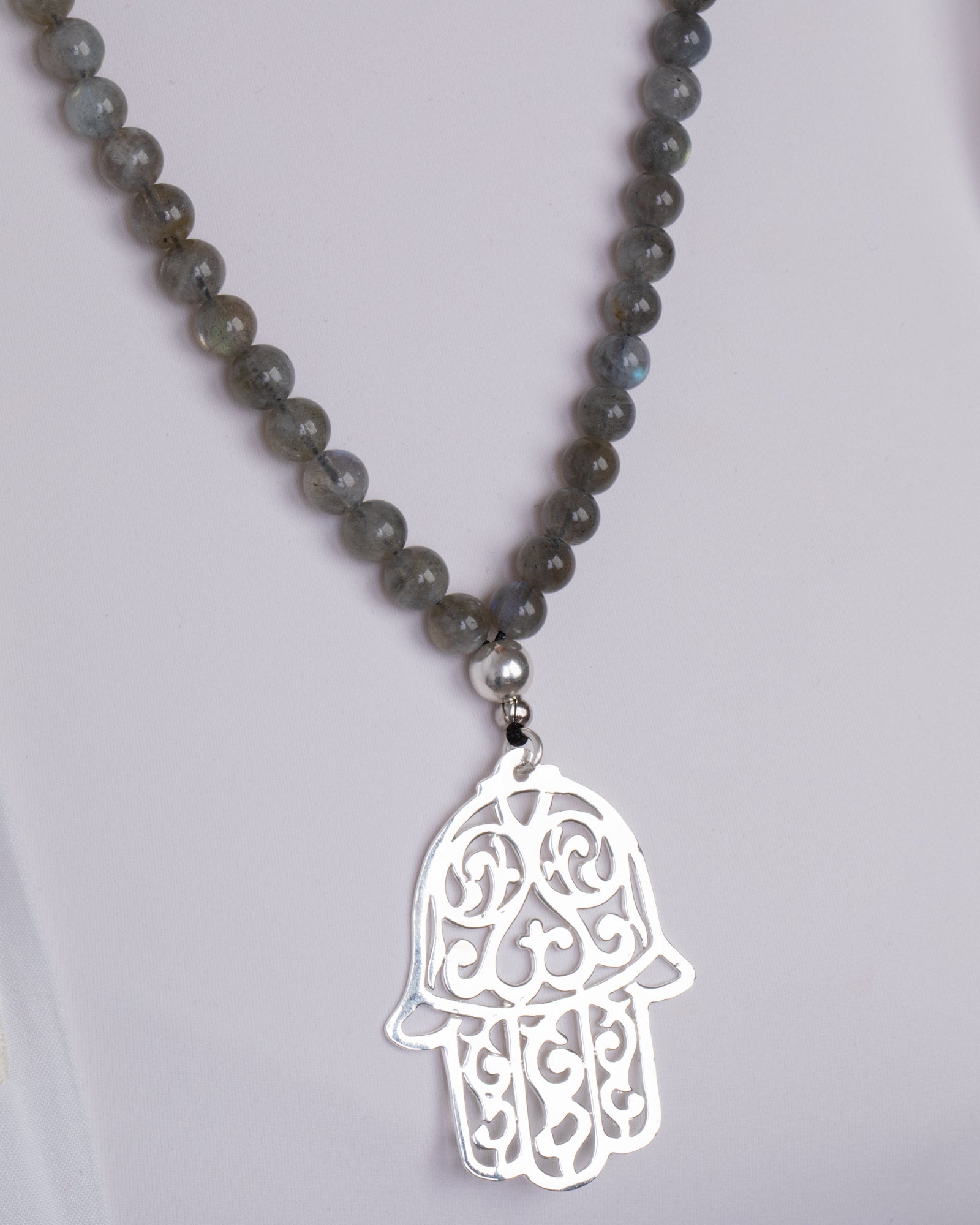 Silver Hand & Labradorite Stones