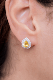 Zircon Oval Yellow Earring