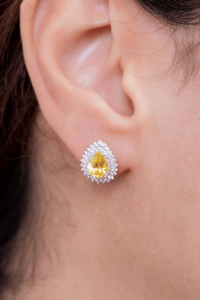Zircon Oval Yellow Earring