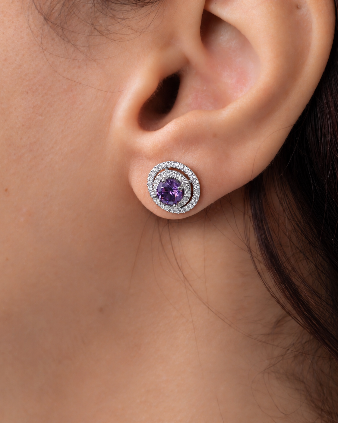 Zircon Circle Purple Earring