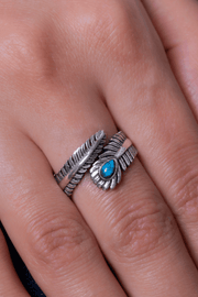 Turquoise Feather Ring
