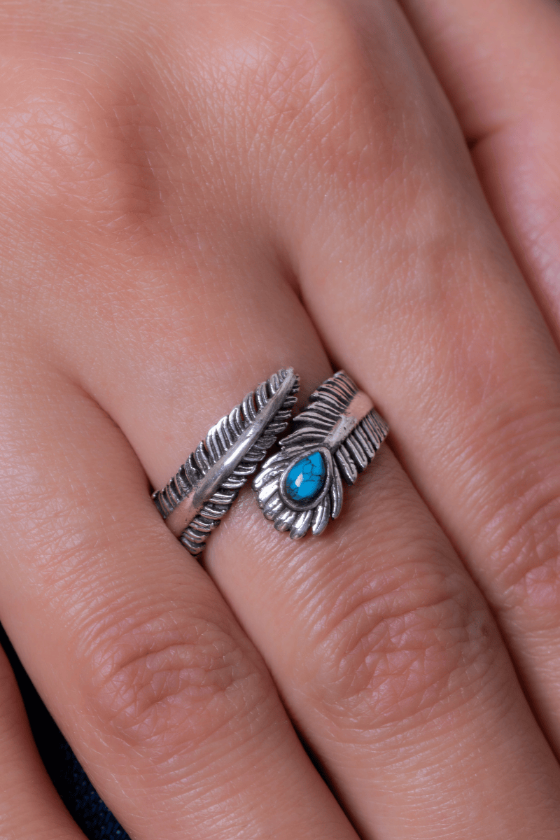 Turquoise Feather Ring