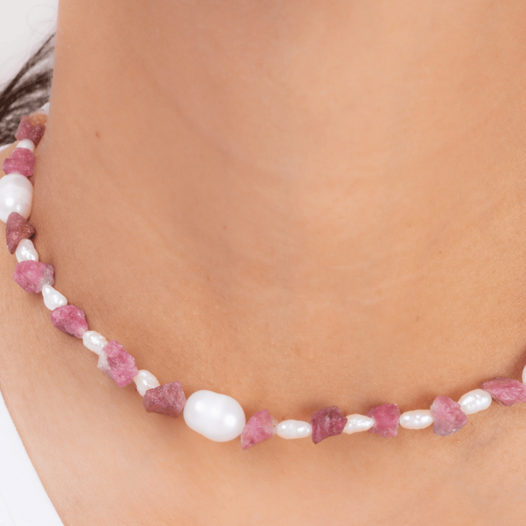 charoite stones&pearl necklace