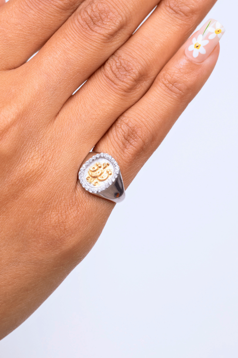 Zircon Strong Mix Gold Pinky ring