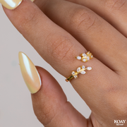 Zircon Leaf (03) Ring Gold Plated