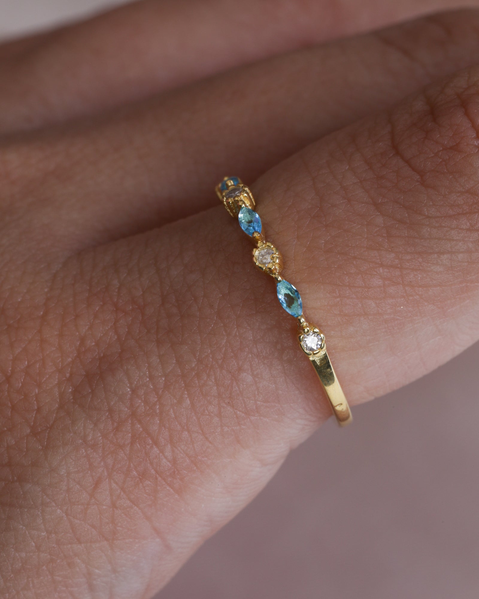 Zircon (093) Aqua Gold Plated Ring