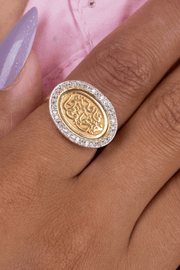 Zircon Allah Hafez Mix Gold Ring