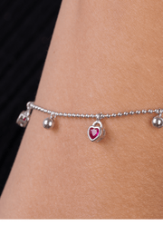 Pink Heart & Balls Bracelet