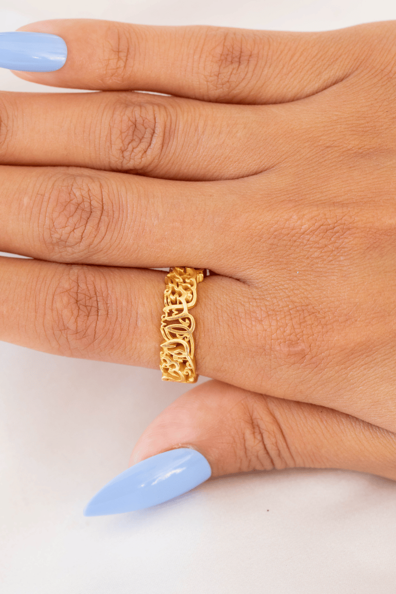 Zircon Green Arabic (020) Gold Plated Ring