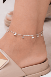 Circle & Triangle Zircon Anklet