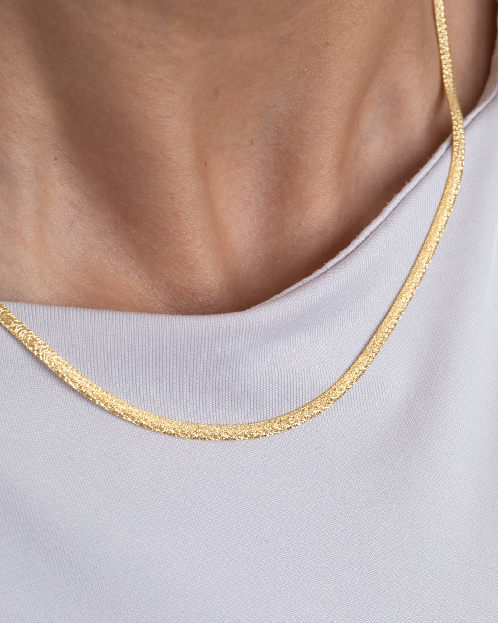 Herringbone Flat Chain (01) Gold Plated Necklace
