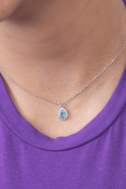 Zircon Oval (04) Aqua Necklace