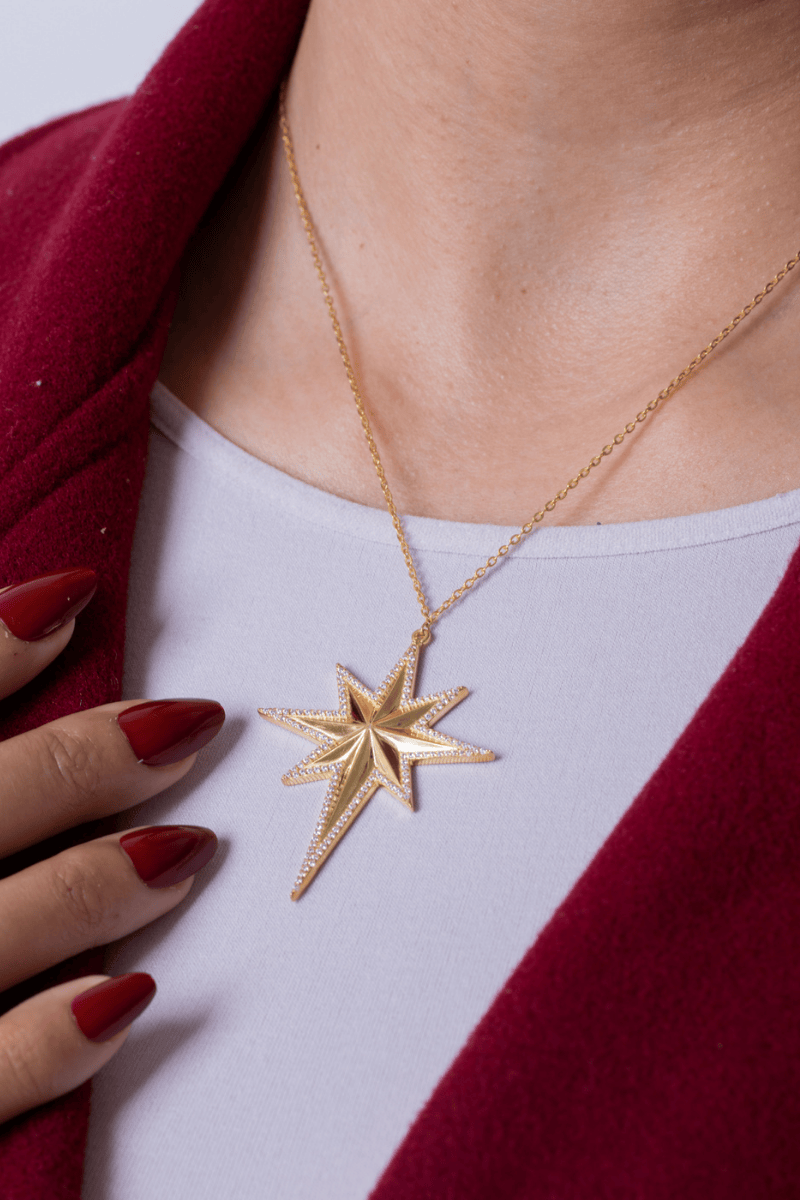Zircon Northstar Gold Plated Necklace