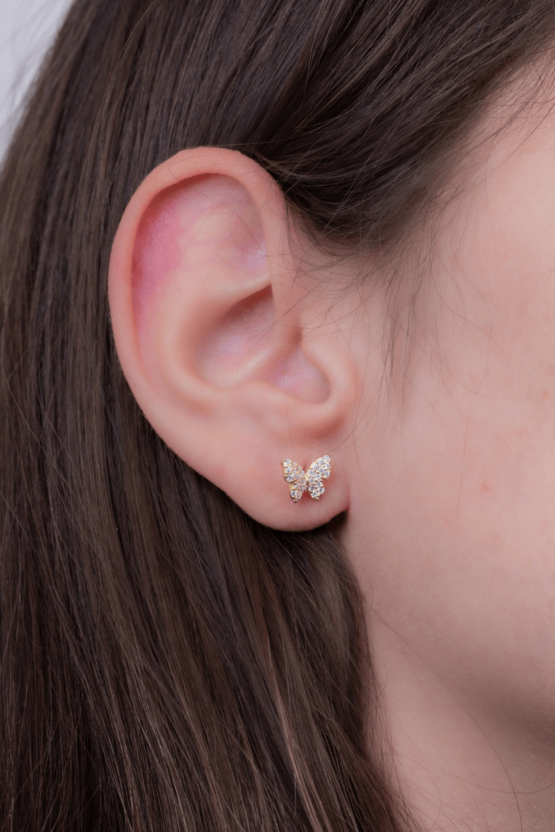 Zircon Butterfly (06) Gold Plated Earring