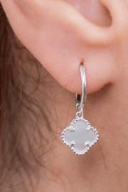 Plain Sadaf Flower Hoop Earring
