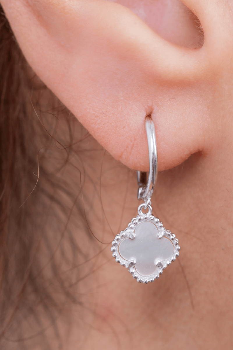 Plain Sadaf Flower Hoop Earring