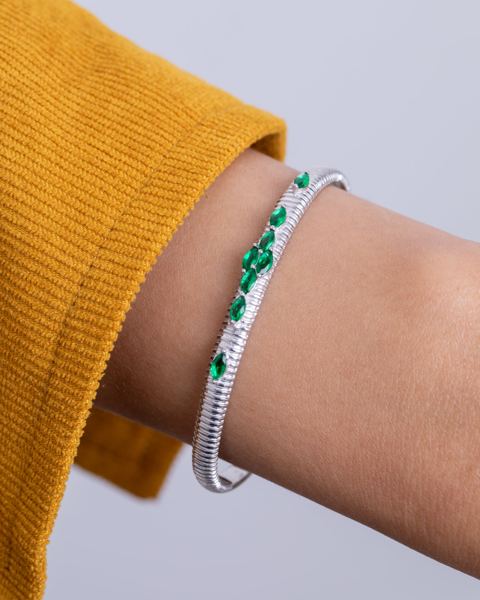 Zircon Oval Green Bangle