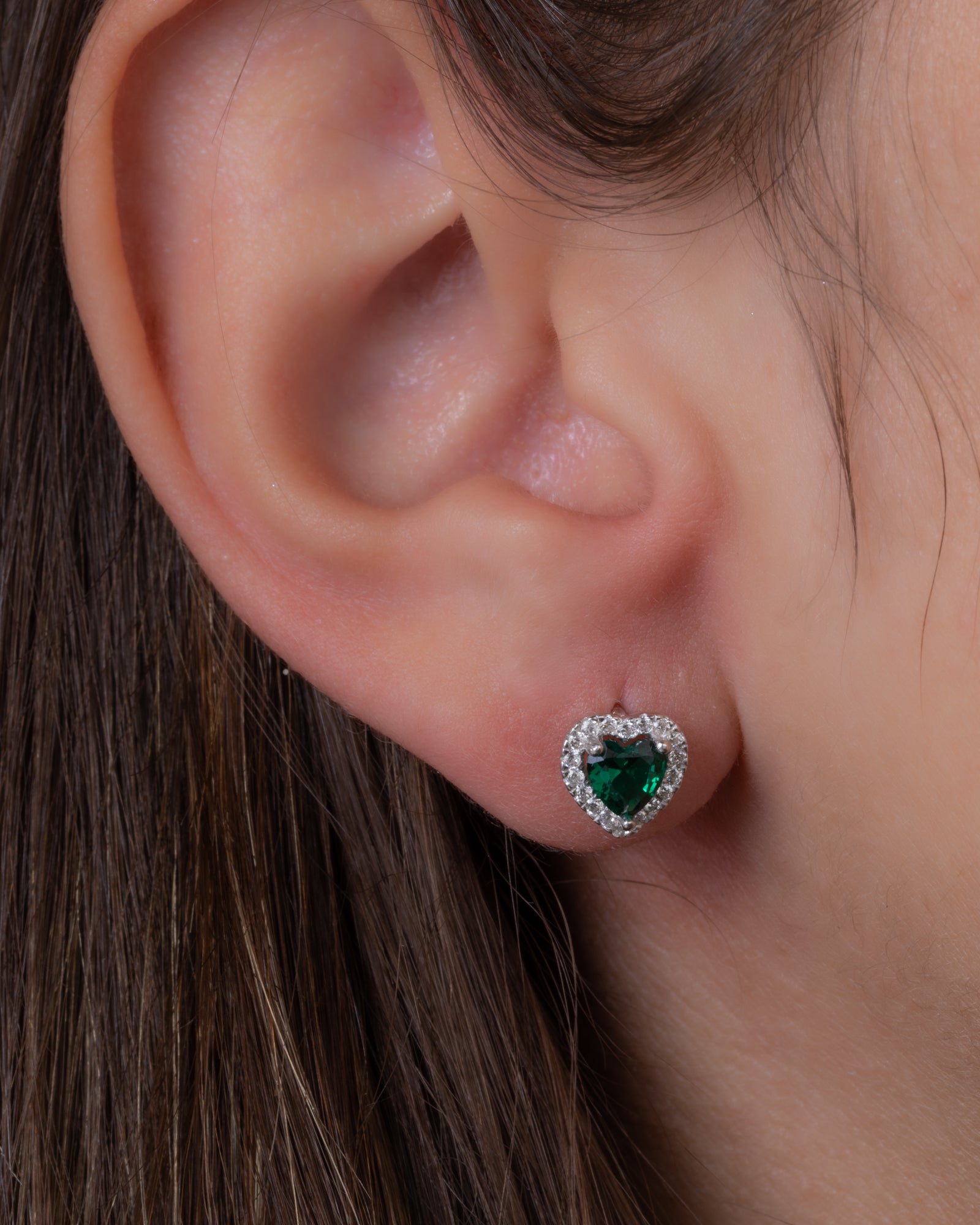 Zircon Green Heart Earring