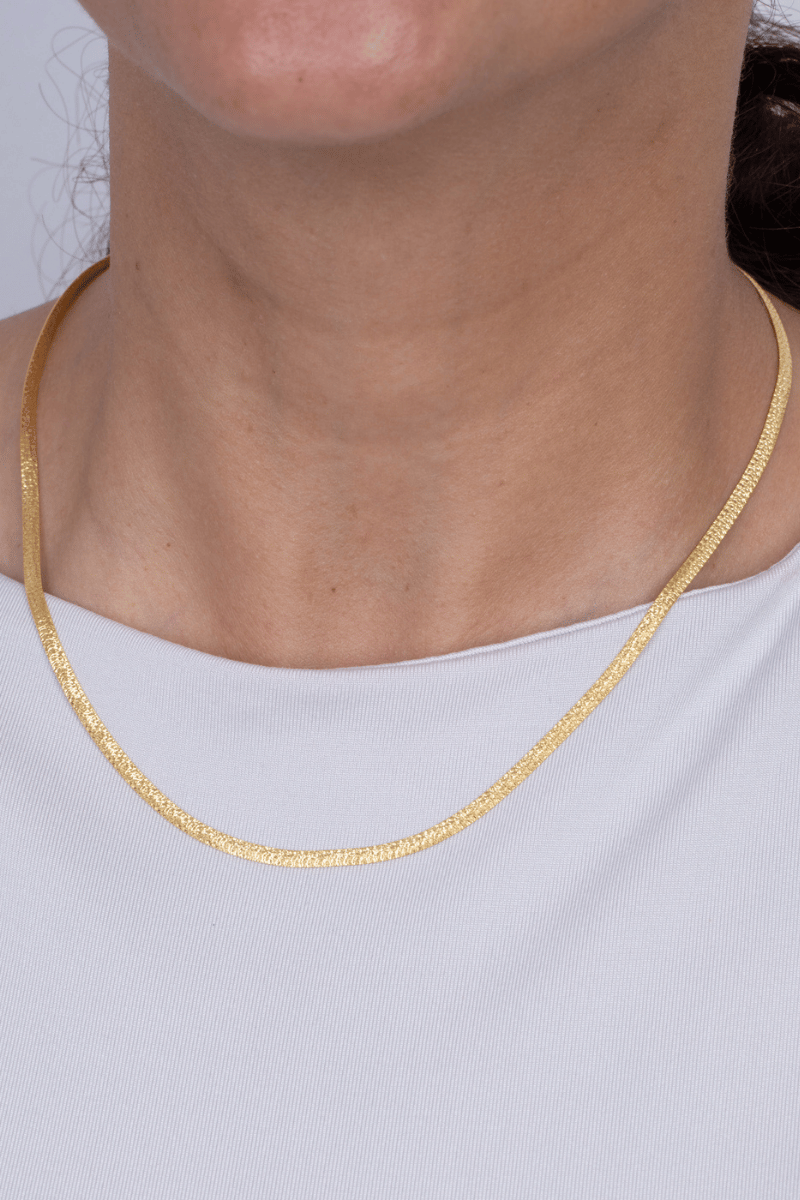 Herringbone Flat Chain (01) Gold Plated Necklace
