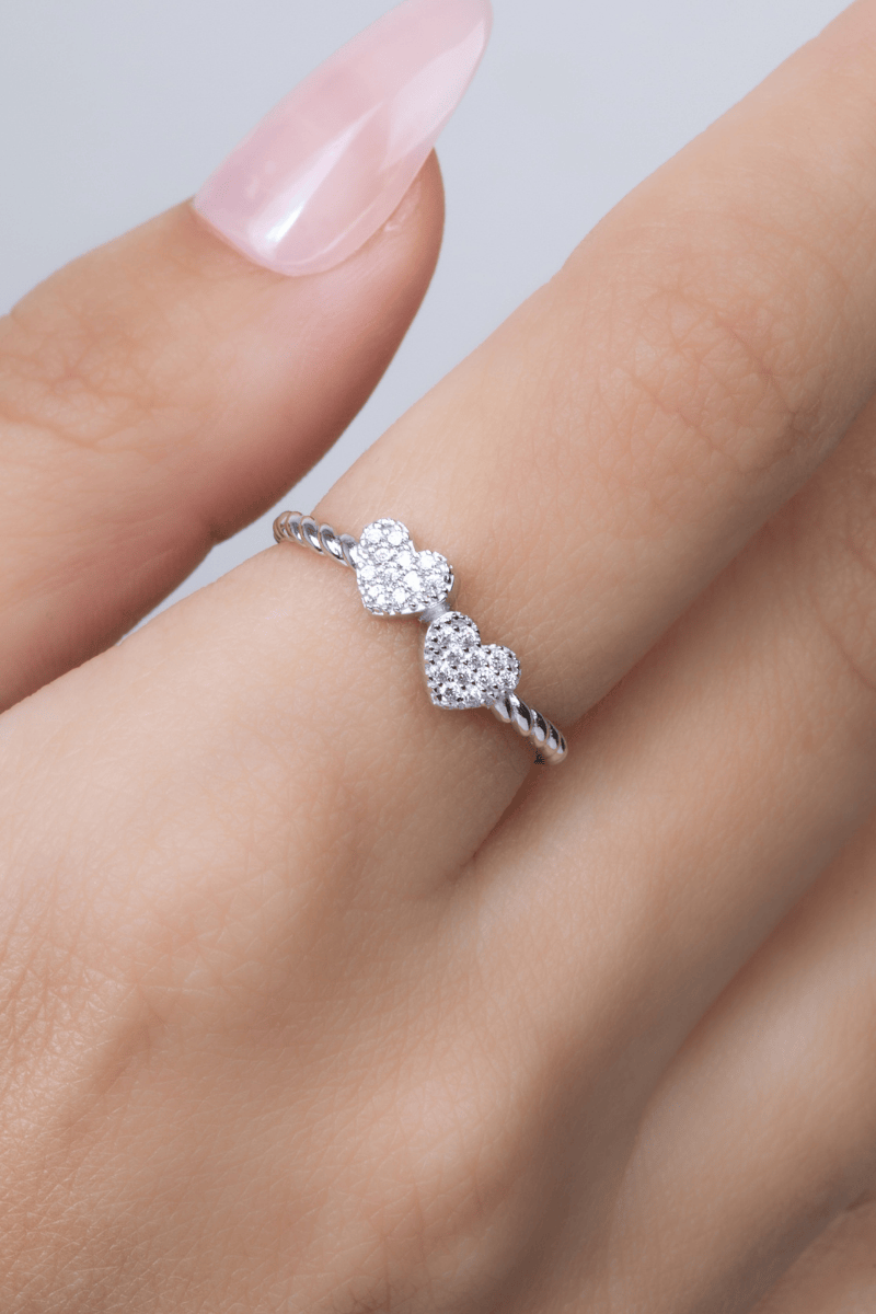 Zircon Double Heart Ring