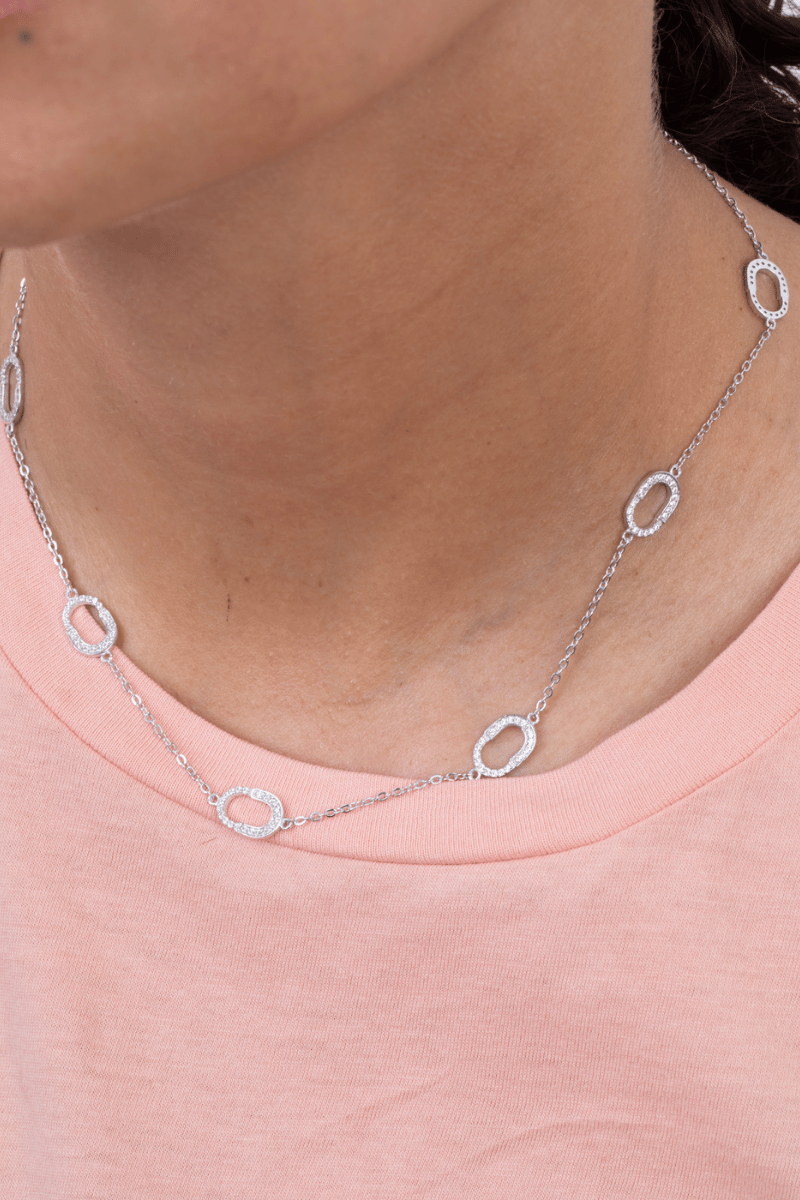 Zircon Oval Link Necklace