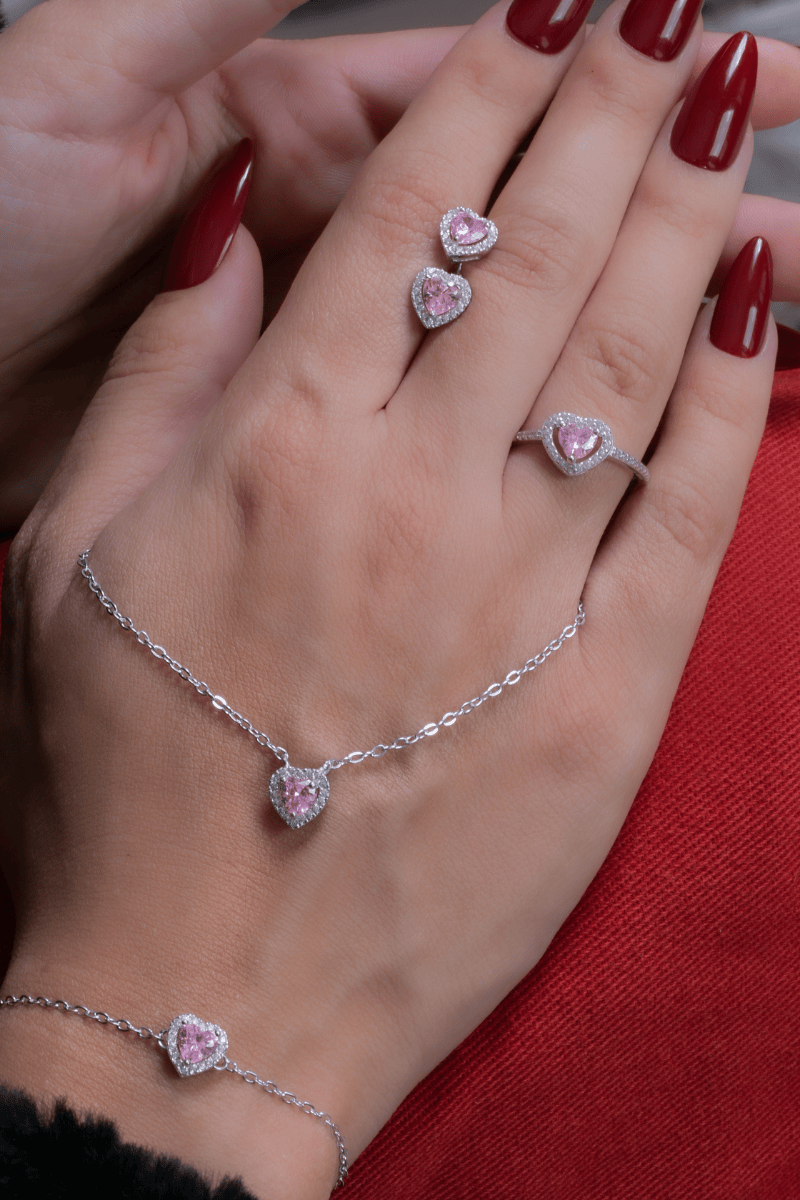 Zircon Pink Heart Set