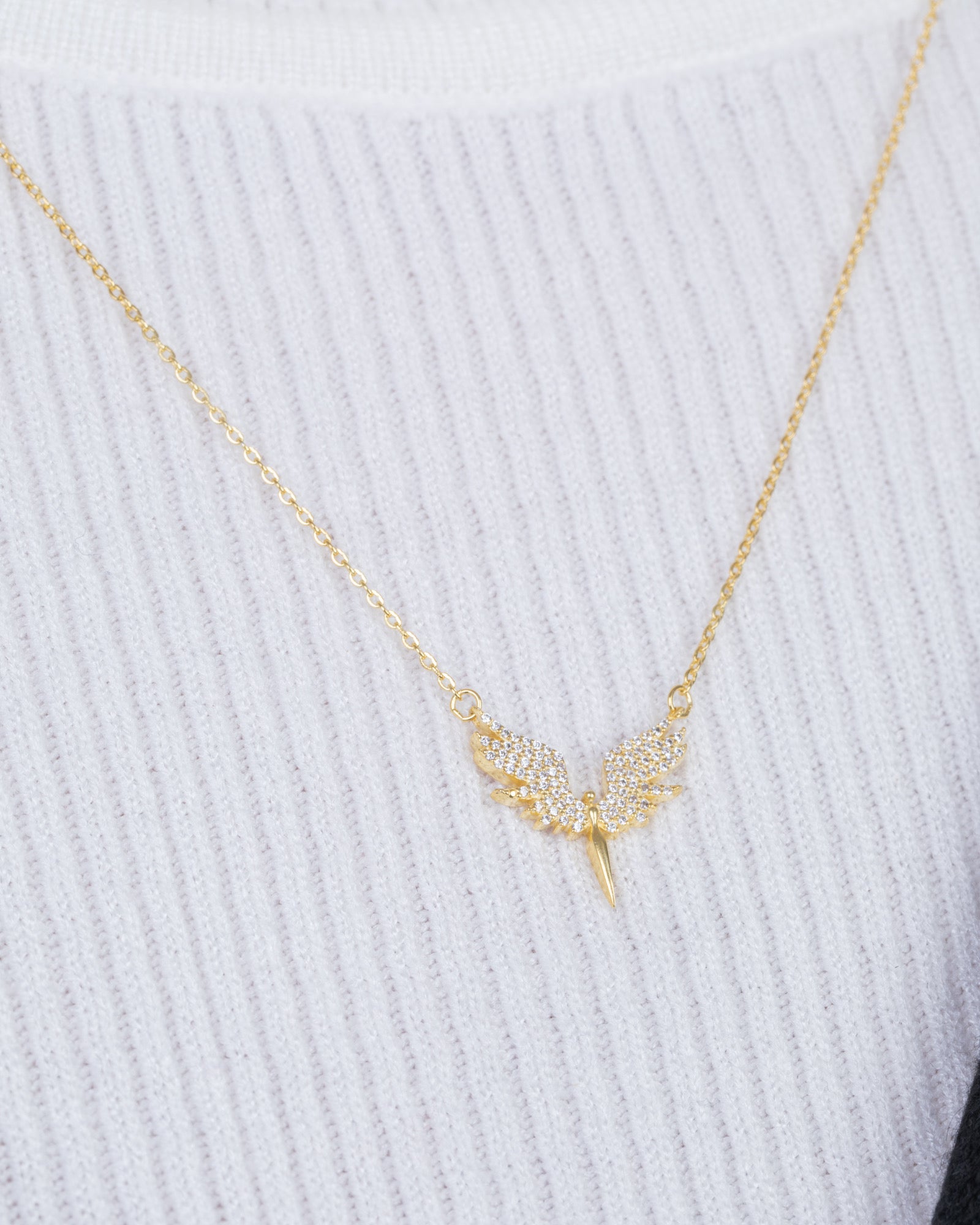Zircon Angel Gold Plated Necklace
