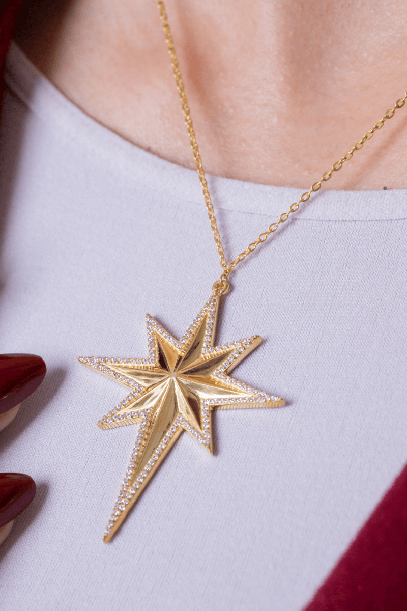Zircon Northstar Gold Plated Necklace