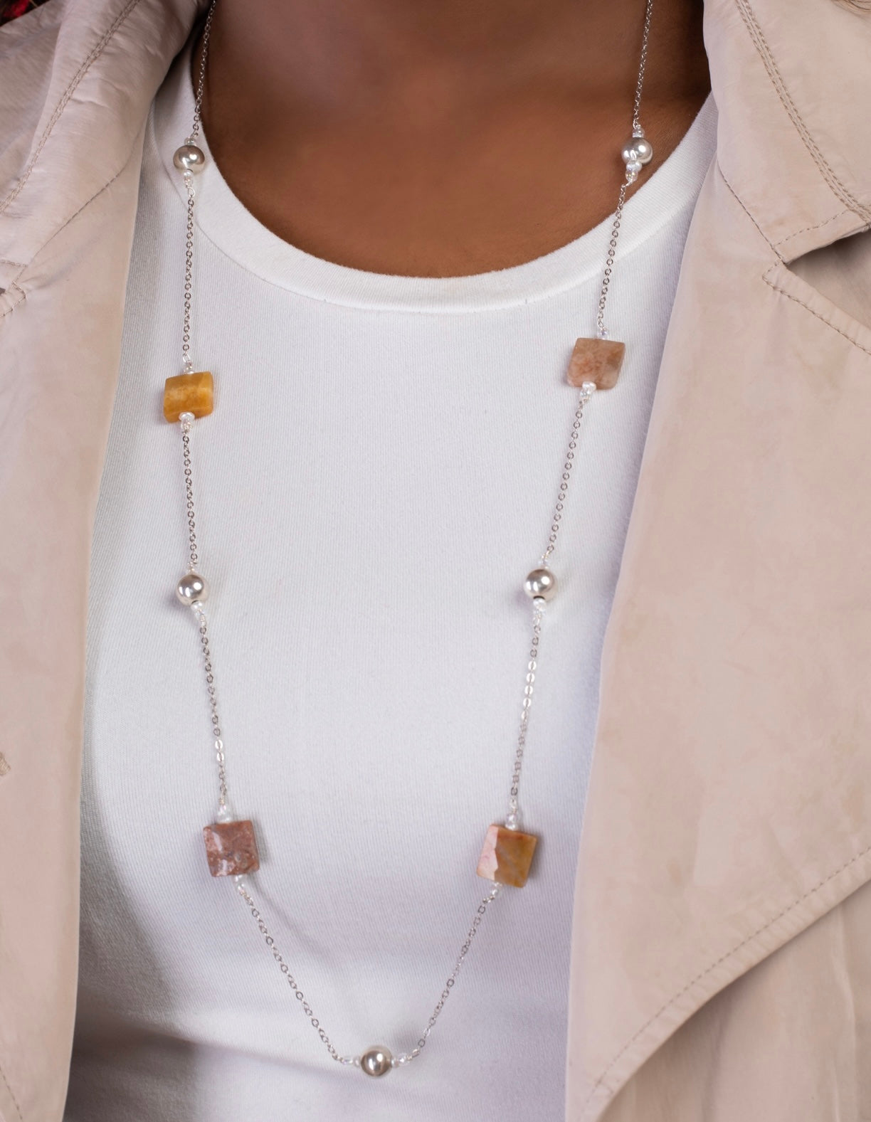 Balls and Brown Quartz Necklace