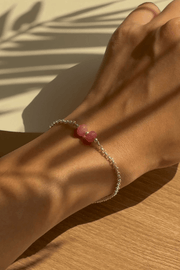 Pink Stones & Flower Bracelet