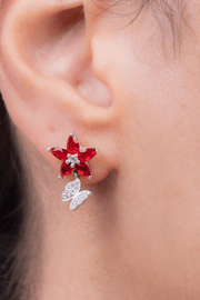 Zircon Red Flower & Butterfly Earring