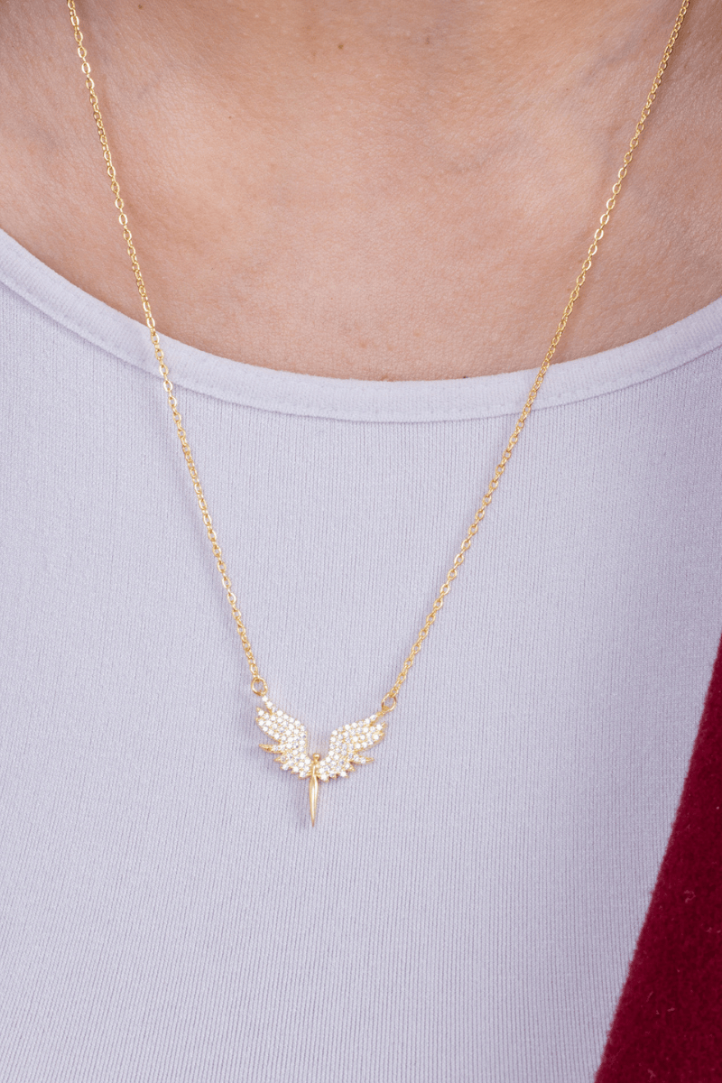 Zircon Angel Gold Plated Necklace
