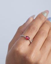 Zircon Braided Red Oval Ring