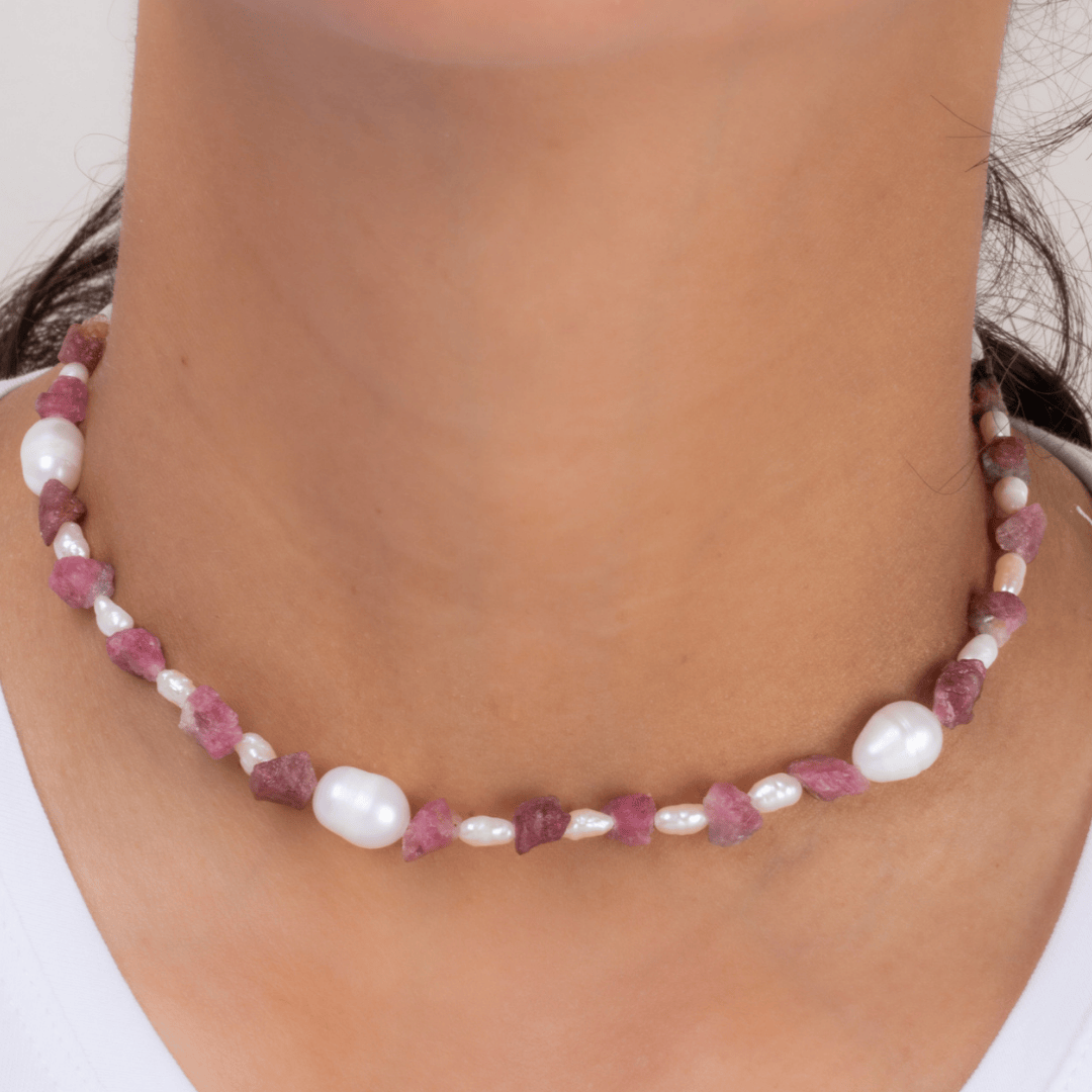 charoite stones&pearl necklace