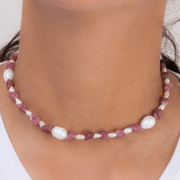 charoite stones&pearl necklace