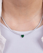 Zircon Green Heart Tennis Necklace