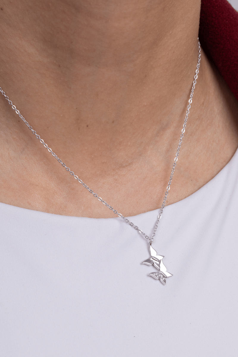 Zircon & Plain Butterfly (02) Necklace