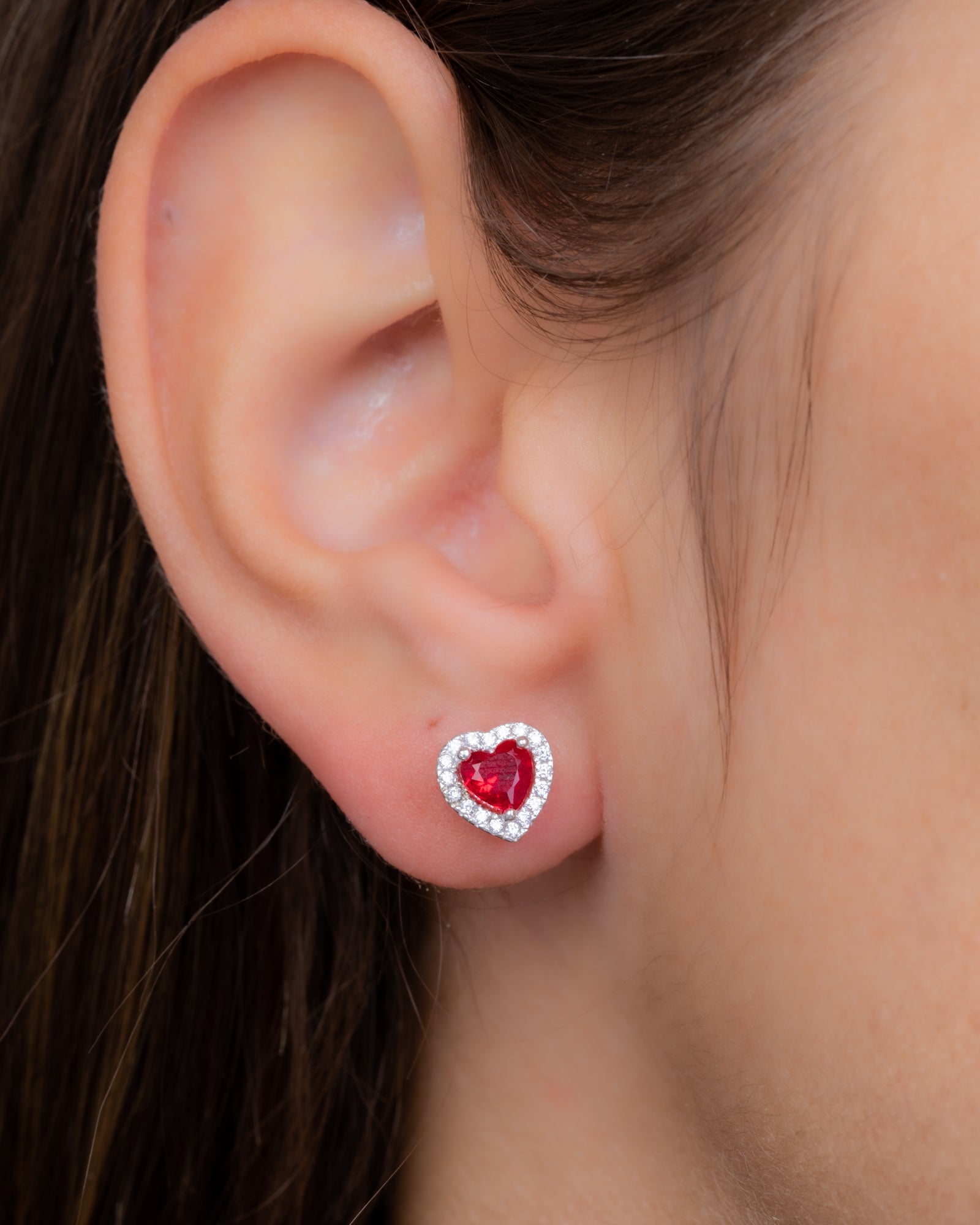Zircon Red Heart Earring