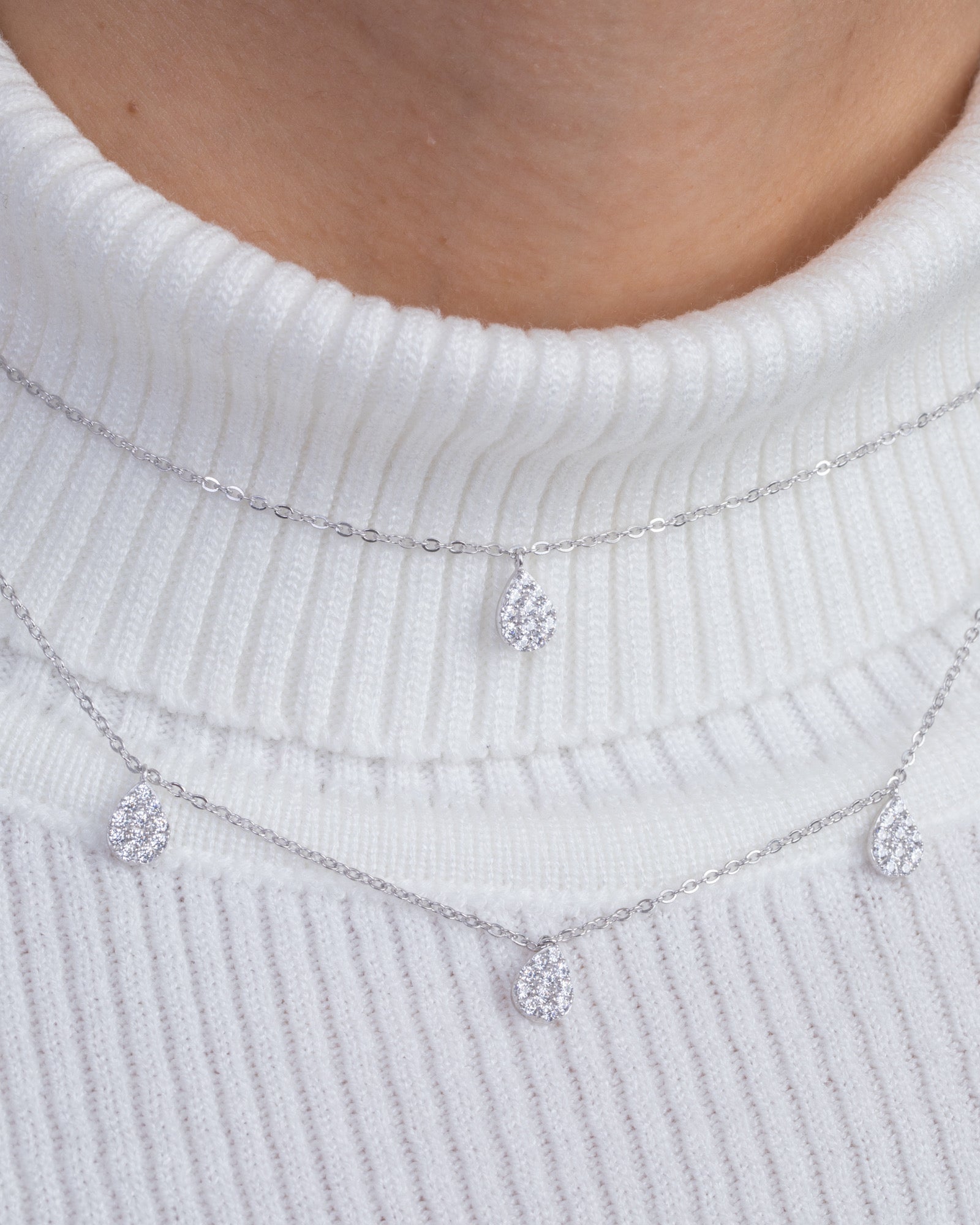 Zircon Ovals Double Layer Necklace