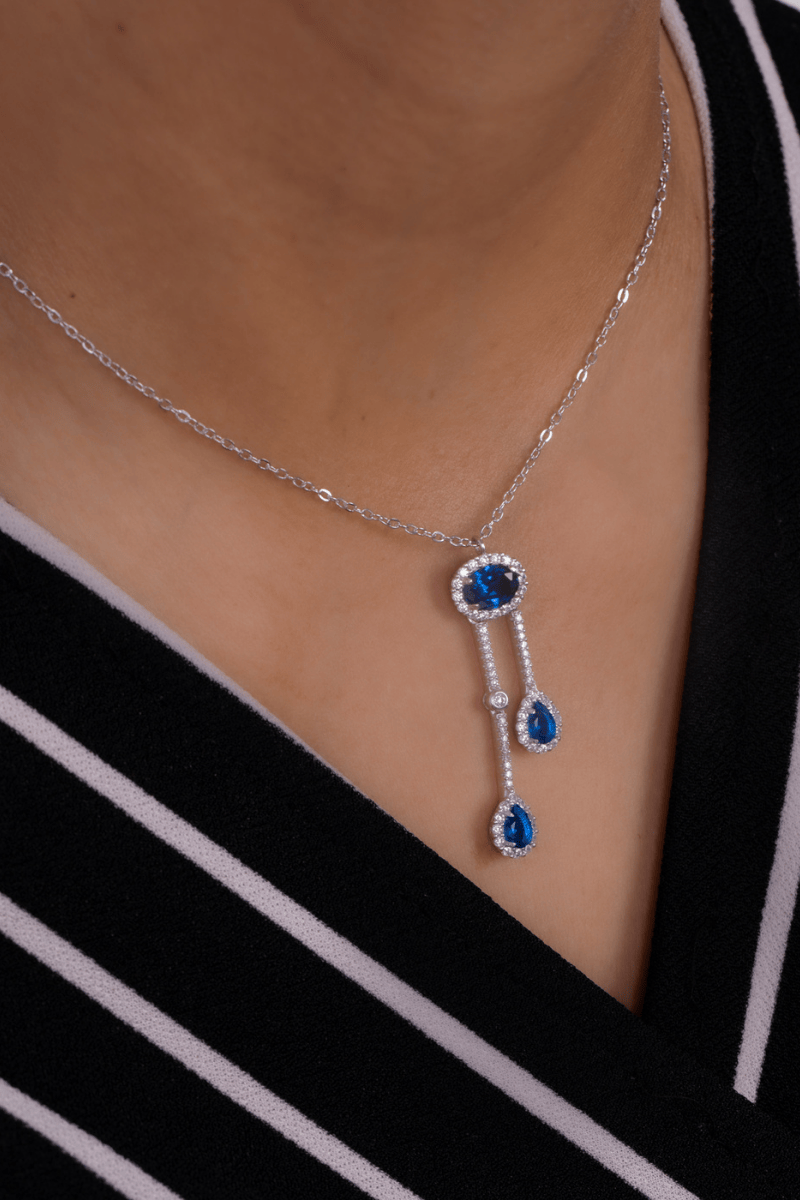 Zircon Oval (06) Blue Necklace