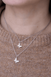 Zircon & Plain Butterfly Necklace