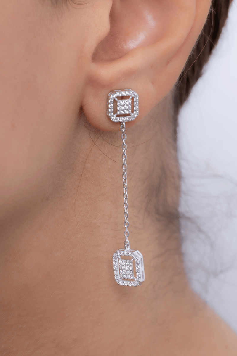 Zircon Diamond Chain Earring