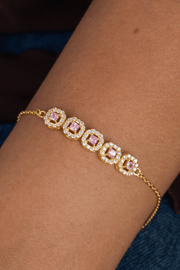 Zircon Pink (019) Gold Plated Bracelet