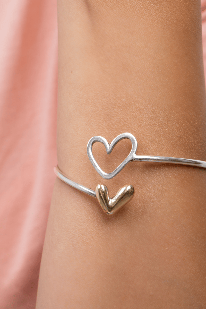 Plain Heart Gold Plated Bangle