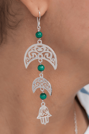 silver & Malachite Earring