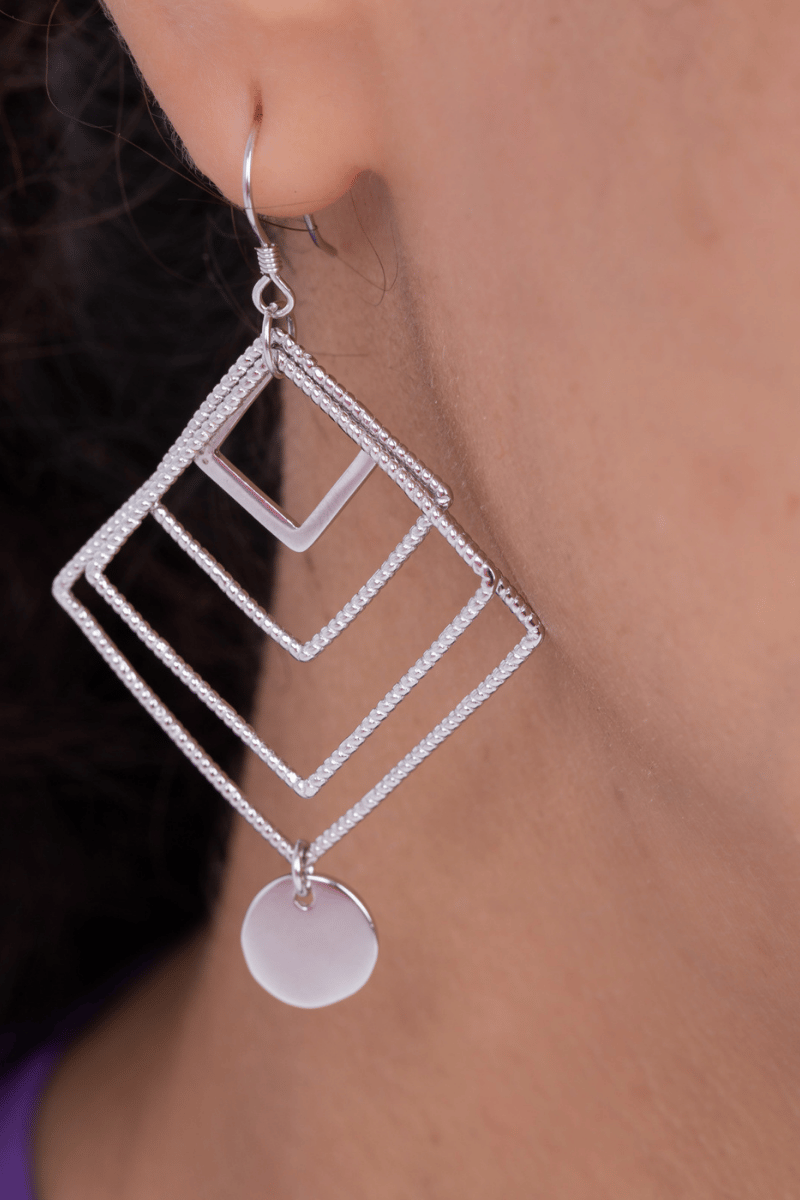 Plain Layerd Square Earring