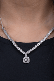 Zircon Tennis Square Necklace