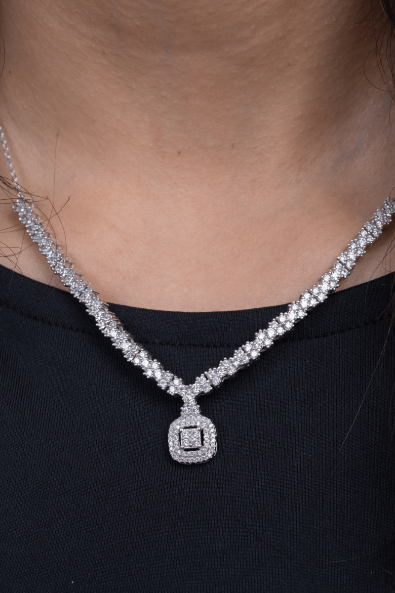 Zircon Tennis Square Necklace